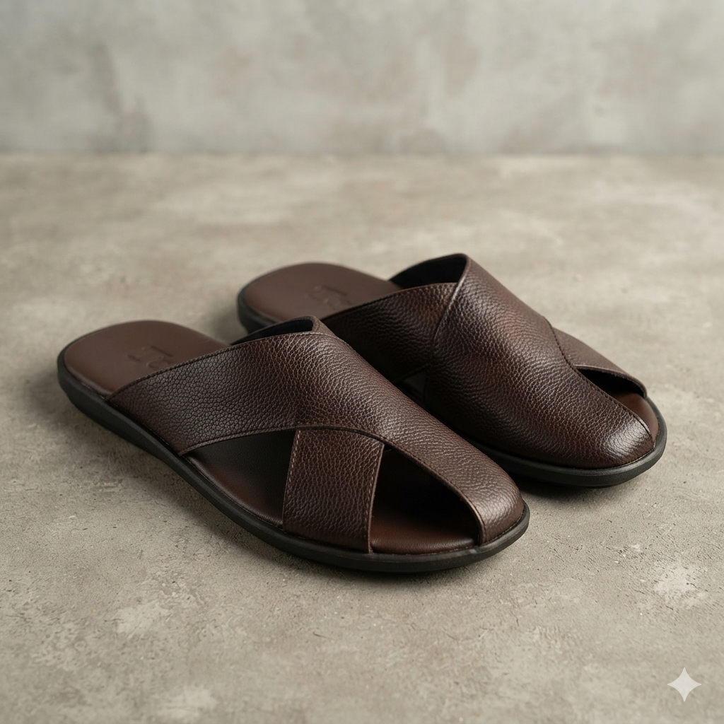 LS-4 | Leather Slipper Dark Brown