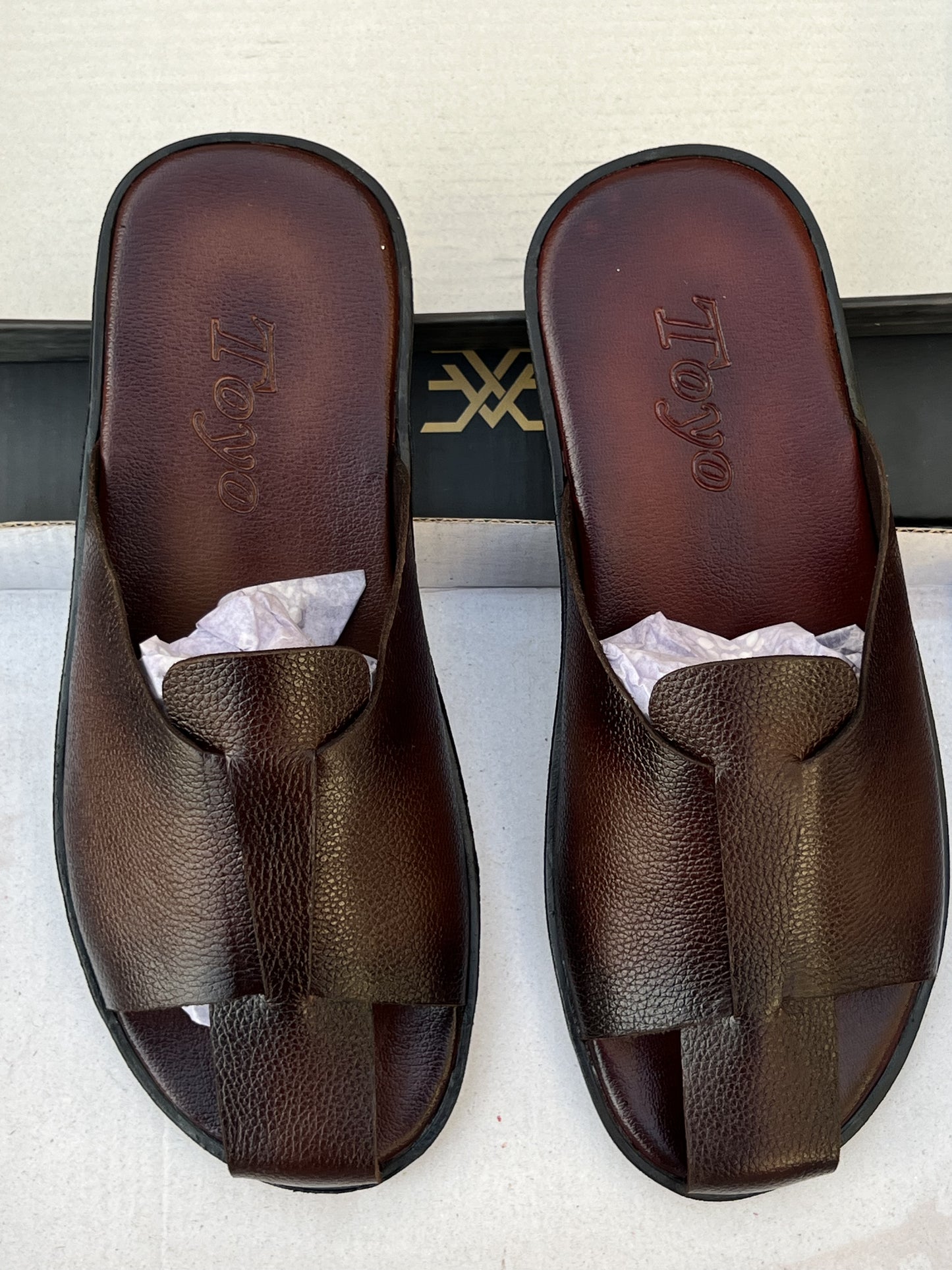 Royal Leather Slippers | Coffee Brown