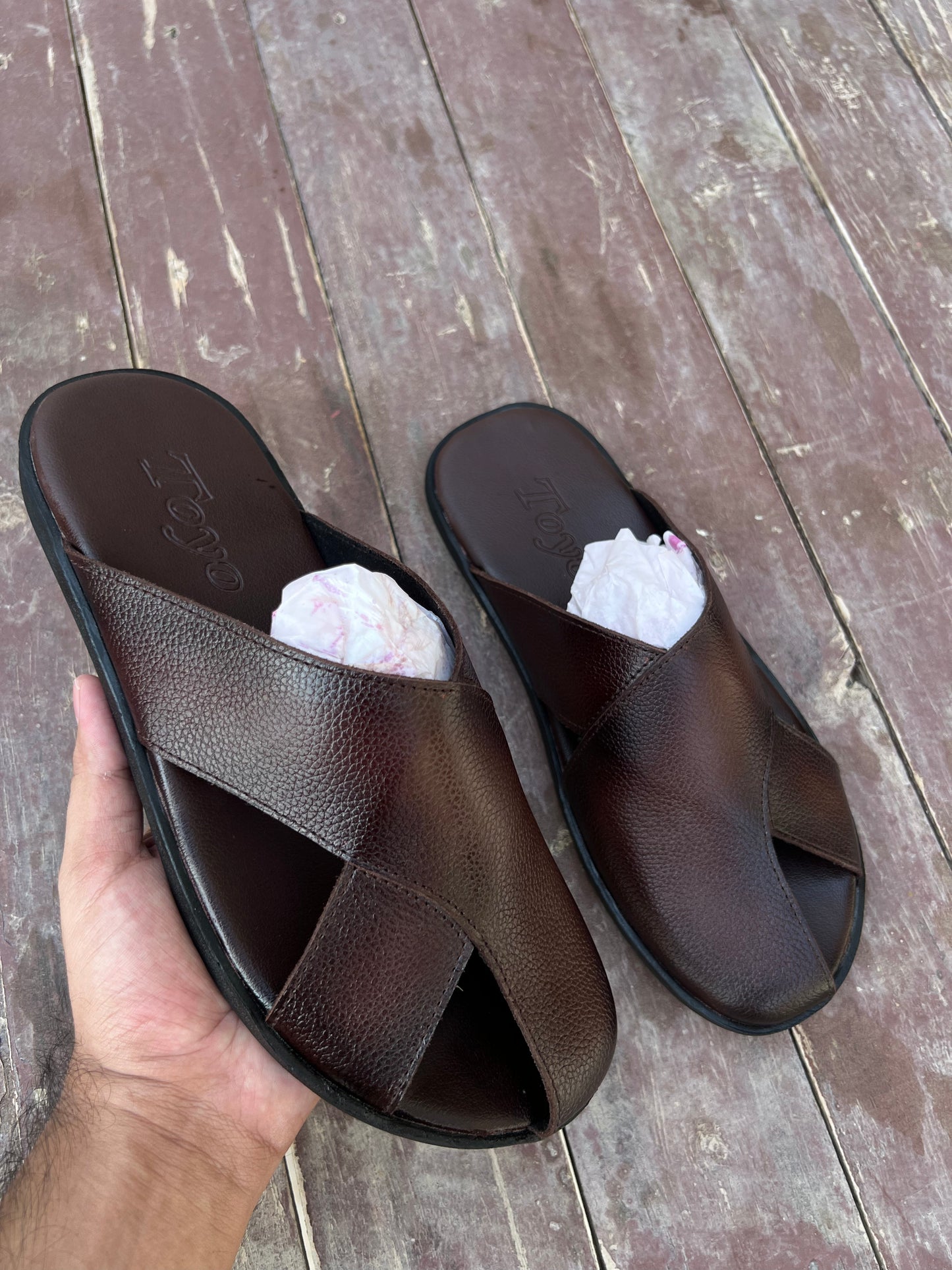 LS-4 | Leather Slipper Dark Brown