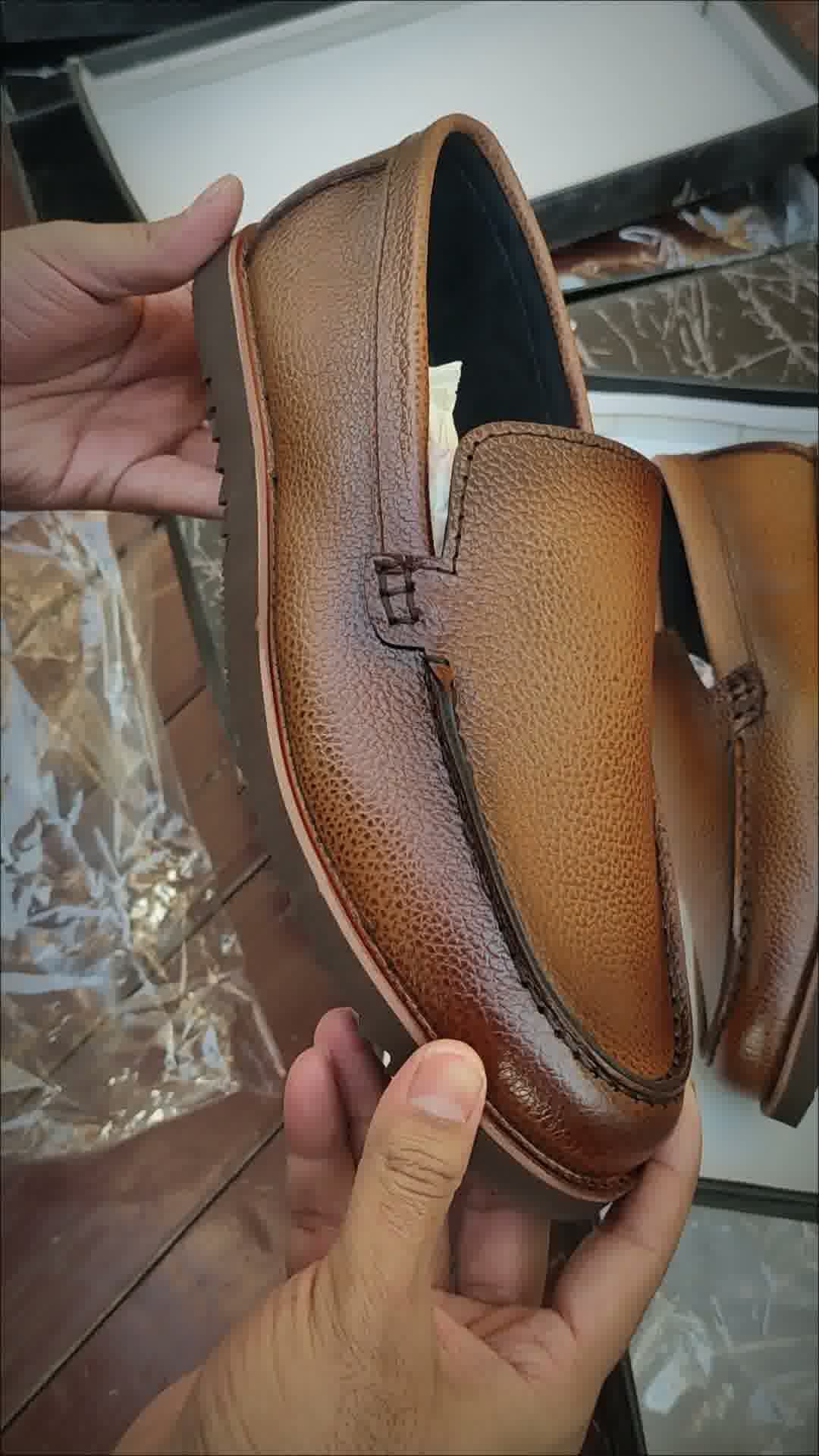 Mustard Brown Leather Loafers | Wrinkle-Free Premium Grain Leather