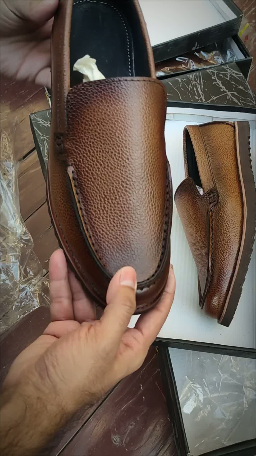 Mustard Brown Leather Loafers | Wrinkle-Free Premium Grain Leather