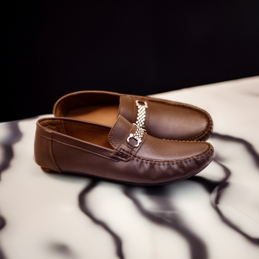 Leather Brown Chain Loafer