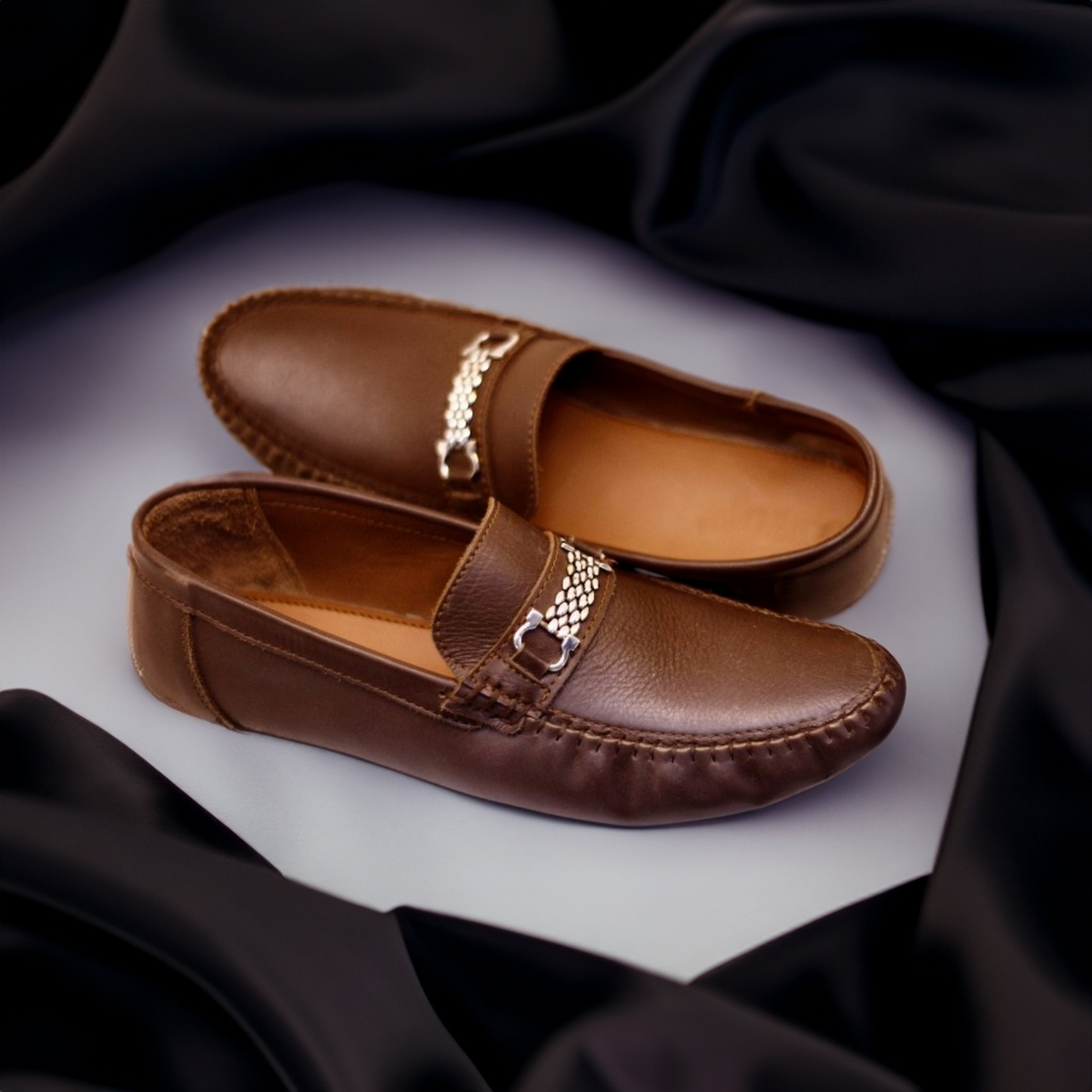 Leather Brown Chain Loafer