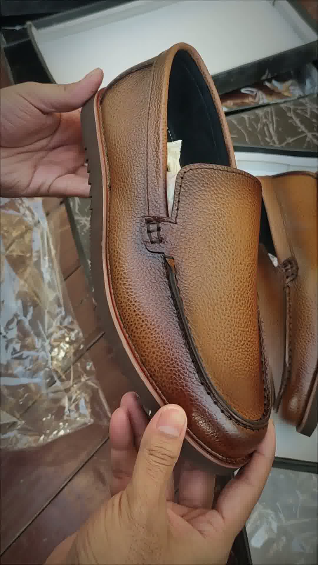 Mustard Brown Leather Loafers | Wrinkle-Free Premium Grain Leather