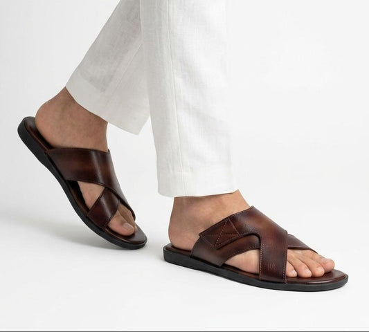 Alexander Dark Brown | Mens Leather Slippers