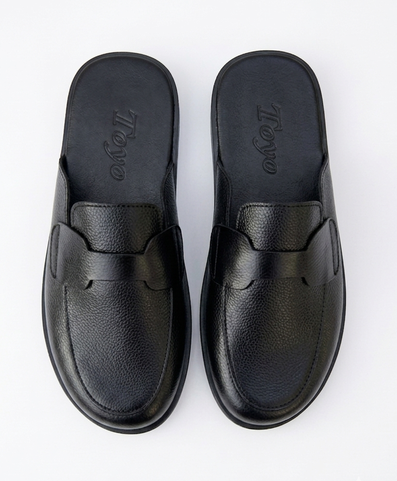 H-22 | Black Grain Leather Slip-On
