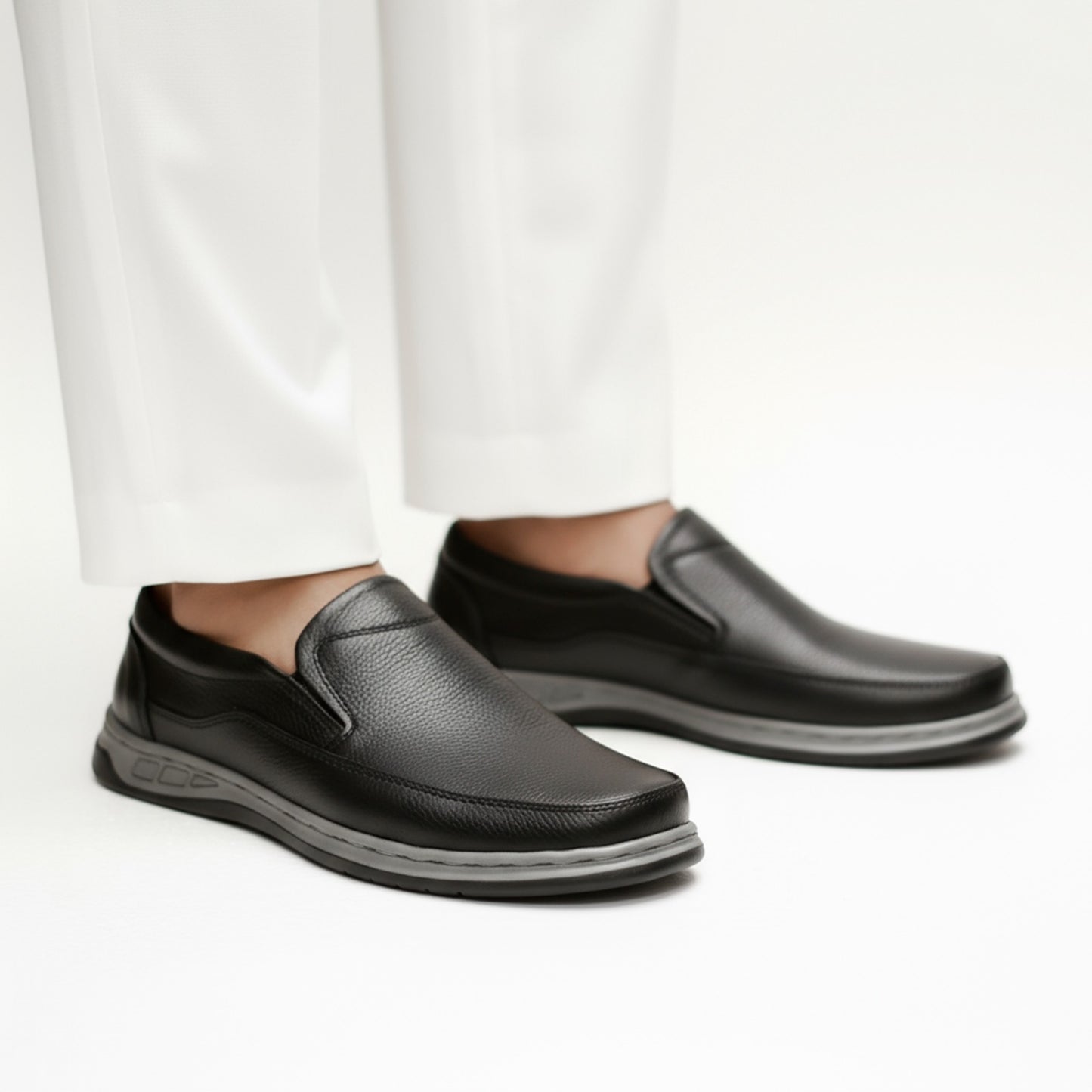 Black Casual Leather Shoes | Soft & Medicated
