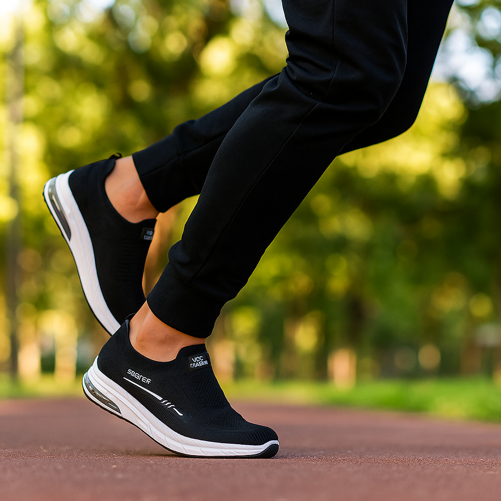 Black Sports Shoes | Lightweight Running Shoes | Jump Sole Joggers | Washable Joggers with Grip Sole