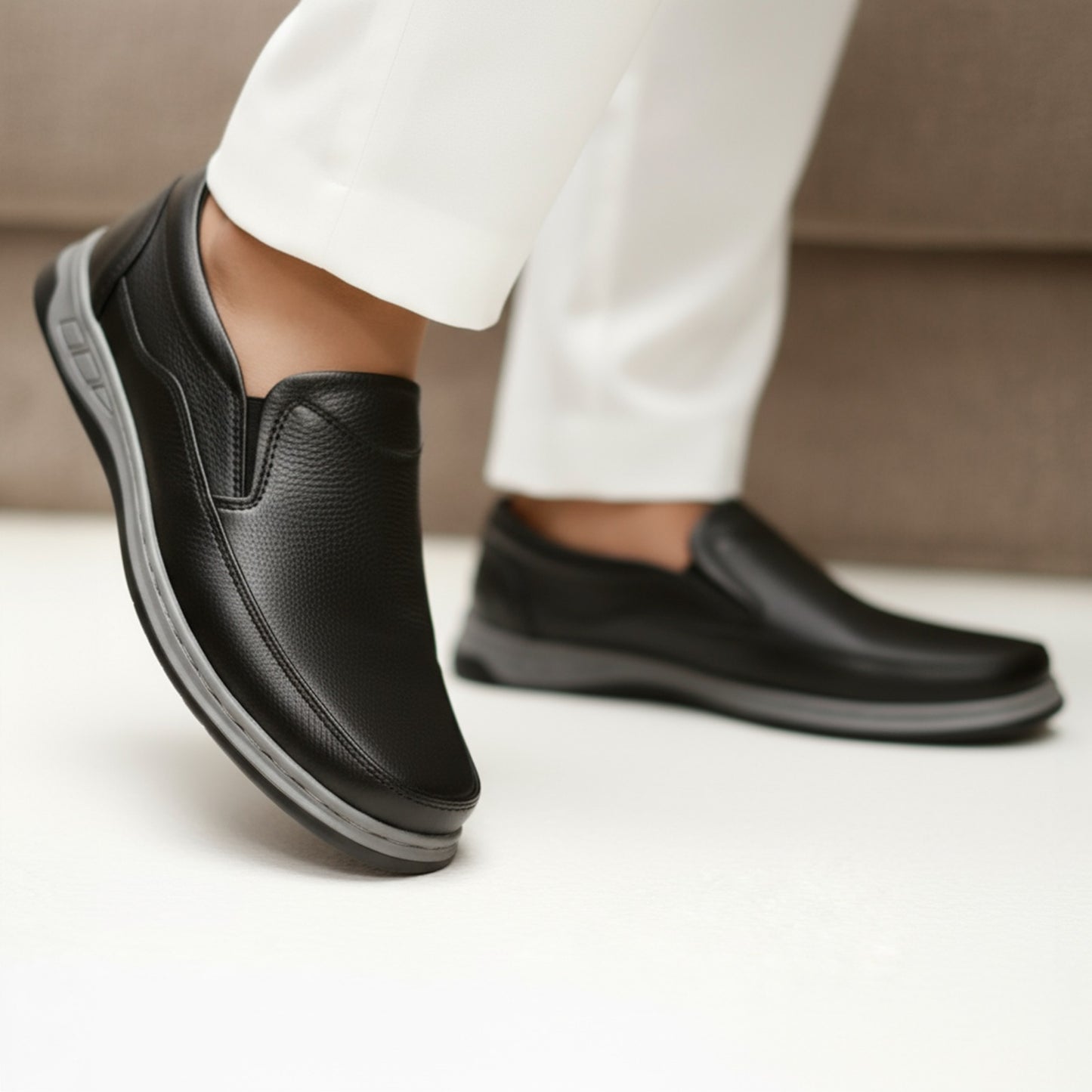 Black Casual Leather Shoes | Soft & Medicated
