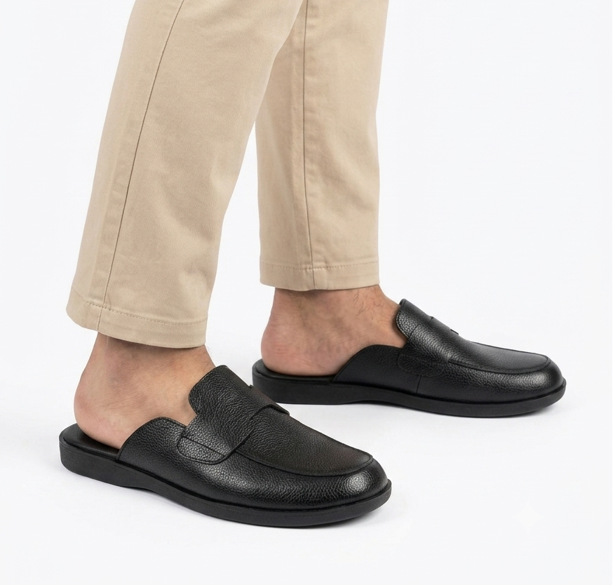 H-22 | Black Grain Leather Slip-On