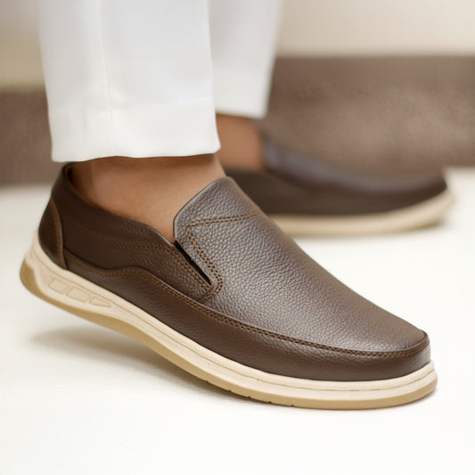 Brown Casual Leather Shoes | Soft & Medicated