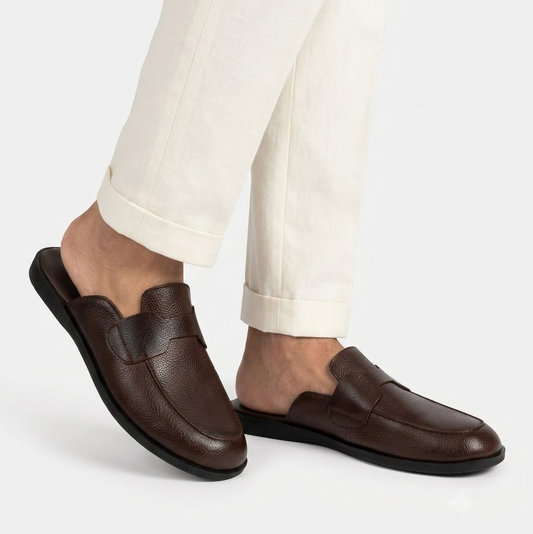 H-22 | Coffee Brown Grain Leather Slip-On