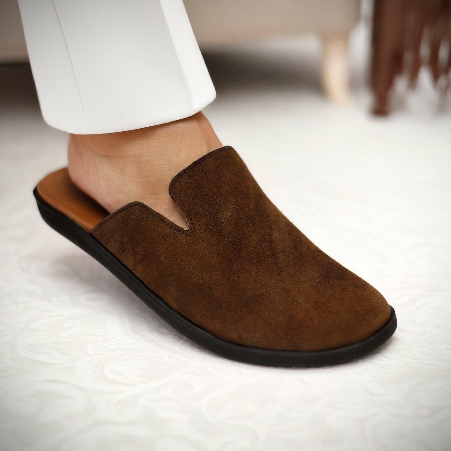 Brown Suede Medicated Mules for Men | Slip-On | Light Weight Backless Mules for Men | Medicated Slippers for Men