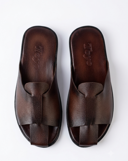 Royal Leather Slippers | Coffee Brown