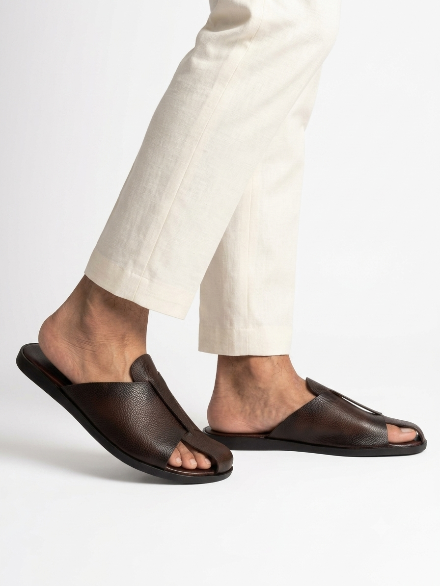 Royal Leather Slippers | Coffee Brown