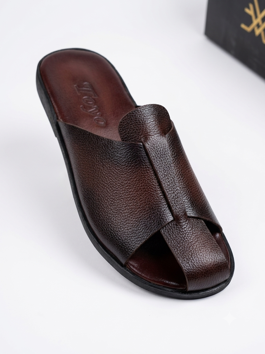 Royal Leather Slippers | Coffee Brown